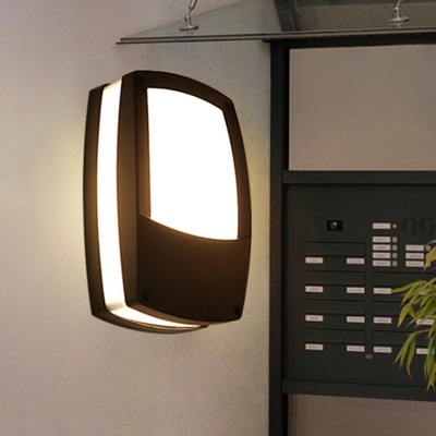 Modernist Box Shape Flush Wall Sconce Acrylic LED Corridor Wall Mounted Light in Black