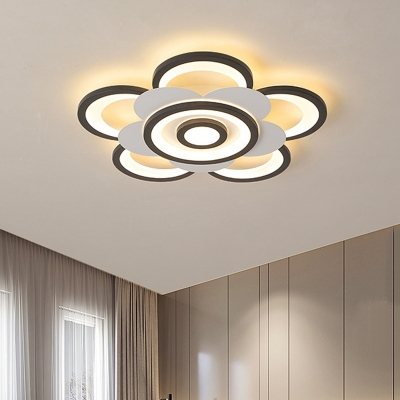 Petal Acrylic Flush Lighting Modernism White and Black LED Flush Mount Ceiling Lamp in White/Warm Light, 20.5