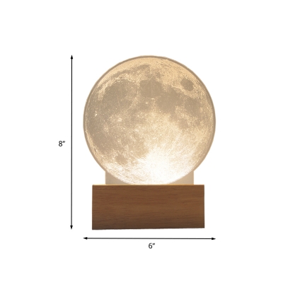 Wood Circular Wall Sconce Light Contemporary Acrylic Internal Carving Processed LED Wall Mount Lamp for Bedroom