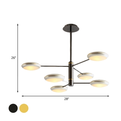 2-Tier Starburst Living Room Hanging Chandelier Metallic 6/8 Heads Modern LED Ceiling Pendant Light in Gold/Black