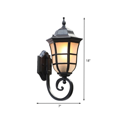 Acorn Passage Wall Light Sconce Country Metal 1 Bulb Black Finish Wall Mount with Twisted Arm