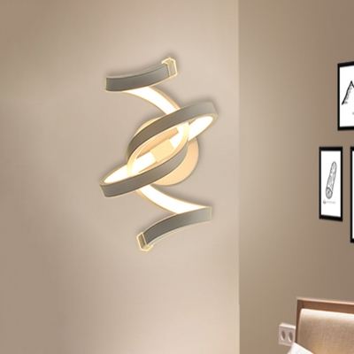 Acrylic Twisted Flush Wall Sconce Modernism LED Ivory Wall Mounted Lamp for Stairway