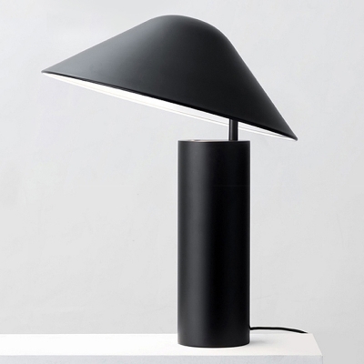 Aluminum Mushroom Desk Light Modernism LED Table Lamp in Black with Cylinder Iron Base