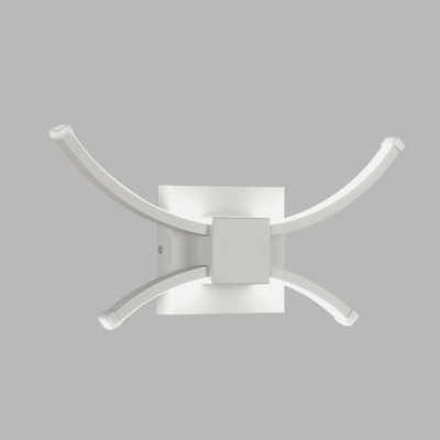 Bedroom LED Wall Lamp Contemporary White Wall Sconce with 2 Arcs Acrylic Shade in Warm/White Light