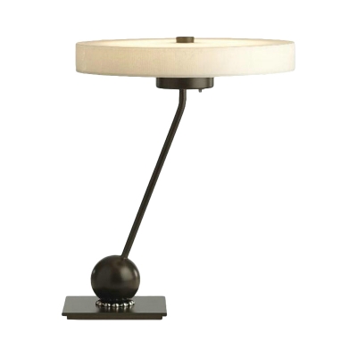 Black and White Round Night Table Lighting Simplicity 1-Bulb Metallic Nightstand Lamp with Globe Base