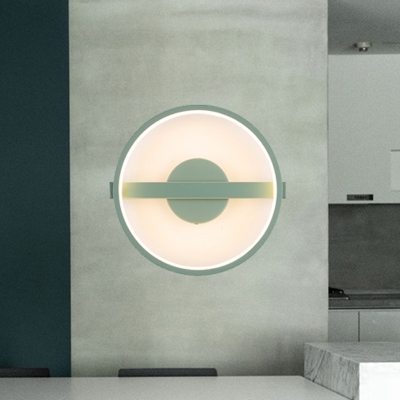 Circle Acrylic Wall Light Sconce Minimalist LED Green Wall Mounted Lamp in White/Warm Light, 12.5