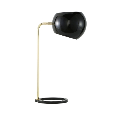 Contemporary Globe Desk Light Metallic 1 Head Bedside Reading Lamp in Black with Circular Base