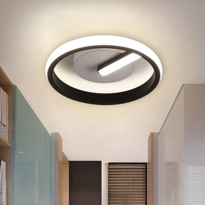 Creative Ring Ceiling Flush Mount Minimalist Acrylic Black LED Light Fixture for Corridor in Warm/White Light