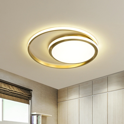 Modern LED Flushmount Lighting Gold Rings Ceiling Fixture with High Penetrated Silica Gel for Bedroom - Beautifulhalo.com
