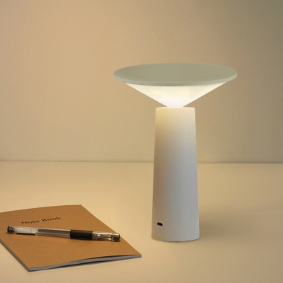 Wide Flare Night Table Light Minimalist Metal 1 Light White Finish Nightstand Lighting