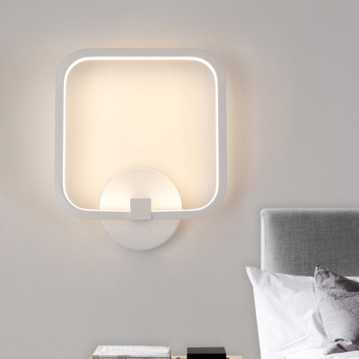Acrylic Squared Frame Sconce Modernist LED White Wall Lighting Fixture in White/Warm/Natural Light