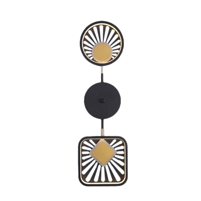 Black Geometric LED Wall Sconce Lighting Contemporary 2 Heads Metal Wall Mount Lamp for Bedroom