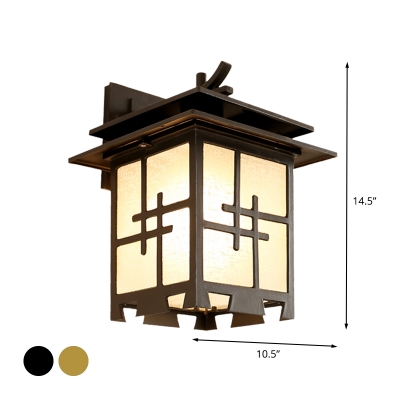 Farmhouse Square Net Wall Light Fixture 1 Light Textured Glass Sconce Lamp in Brass/Black