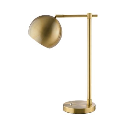 Globe Metal Table Lighting Vintage Study Room LED Nightstand Lamp in Gold with Plug In Cord