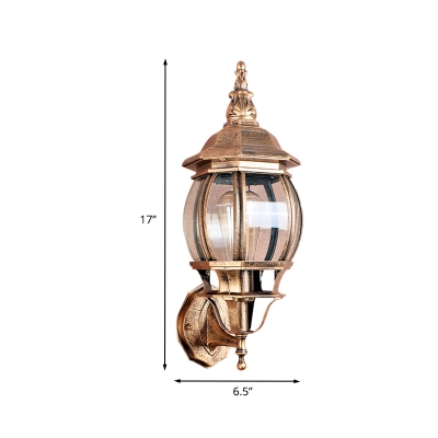 Lodges Global Sconce Light Fixture 1 Light Clear Glass Wall Mounted Lamp in Brass
