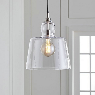 Urn Shaped Clear Glass Pendant Lighting Minimal 1 Bulb Chrome Finish Ceiling Suspension Lamp