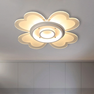 White Flower Flush Light Fixture Contemporary LED Acrylic Flush Mount Ceiling Lamp in Warm/White Light, 16