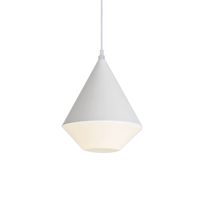 White Stout LED Ceiling Suspension Lamp Contemporary 1 Light Acrylic Hanging Pendant for Dining Room
