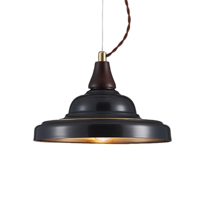 Antiqued Urn Shade Pendant 1 Light Metallic Hanging Ceiling Lamp in Black for Restaurant