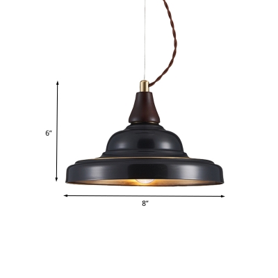 Antiqued Urn Shade Pendant 1 Light Metallic Hanging Ceiling Lamp in Black for Restaurant