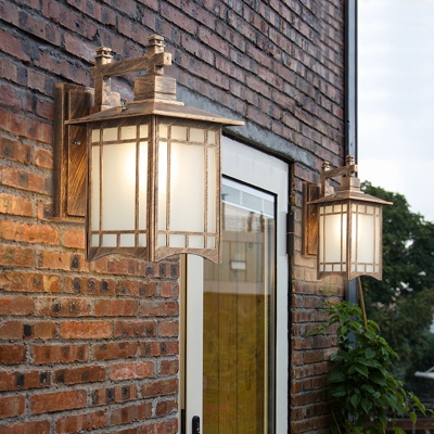 Black/Brass Open Bottom Sconce Farmhouse Opal Glass 1-Light Outdoor Wall Mount Lighting