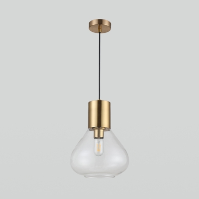 Clear Glass Tapered Pendant Light Contemporary 1 Light Gold Finish Suspension Lighting