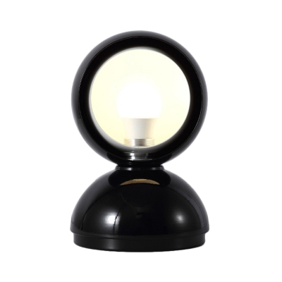 Dome Metal Night Lighting Modernism 1 Head Black Finish Nightstand Lamp with Base for Bedside