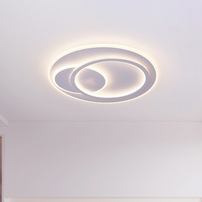 Round Acrylic Flushmount Lighting Minimalist LED White Flush Mounted Lamp in Warm/White Light