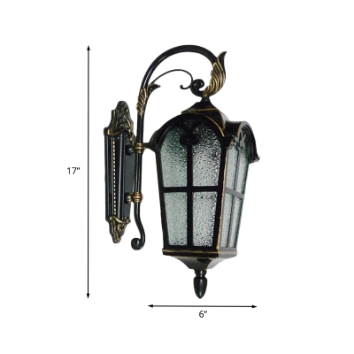 Black 1 Light Wall Mount Sconce Country Water Glass Curving Arm Wall Lamp Fixture