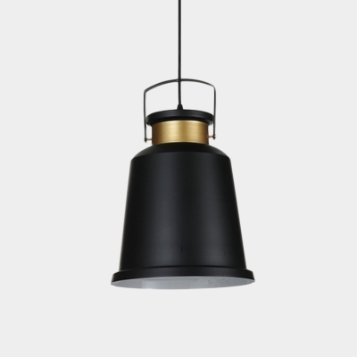 Black Finish Bell Hanging Light Kit Industrial Aluminum 1 Light Coffee House Handle Pendant