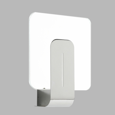 Clear Glass Round Corners Square Wall Sconce Simplicity Silver LED Wall Mounted Lamp for Bathroom
