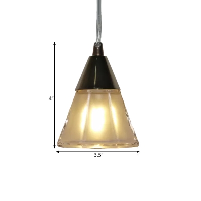Conical Living Room Hanging Pendant Light Clear Glass 1-Light Modernism Ceiling Lamp in Gold