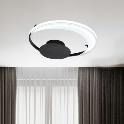 Meniscus Bedroom Flush Lighting Acrylic LED Modernism Flush Mount Ceiling Lamp in Black, 16.5