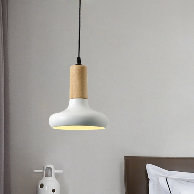 Metallic Teardrop Suspension Lamp Simplicity 1 Bulb Ceiling Pendant Light in White for Dining Room