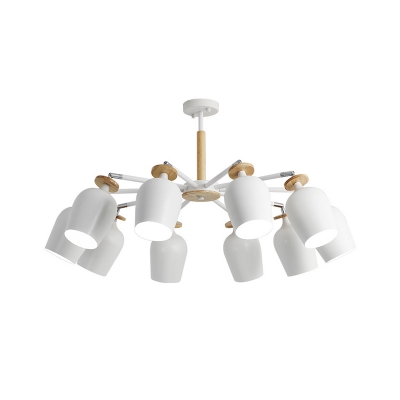 Modernist Tulips Ceiling Mounted Fixture Iron 5/10 Bulbs White and Beige Semi Flush Lighting