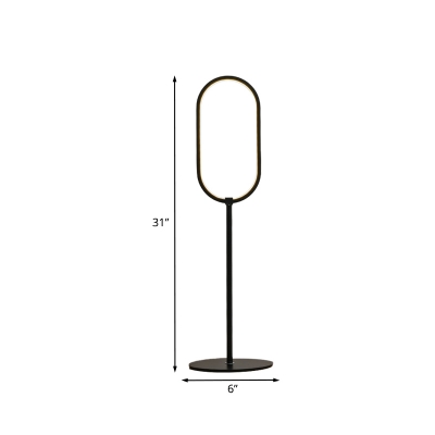 Oval Shaped Table Light Minimalist Metal 1-Light Black Finish Nightstand Lighting for Bedroom