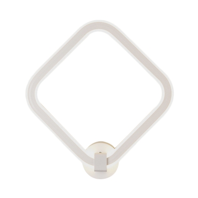 Rhombus Frame Bedside Wall Mount Acrylic LED Minimalist Sconce Light Fixture in White