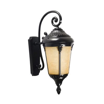 Tan Cracked Glass Black Wall Lighting Urn-Like 1-Bulb Rustic Wall Mount Sconce for Outdoor