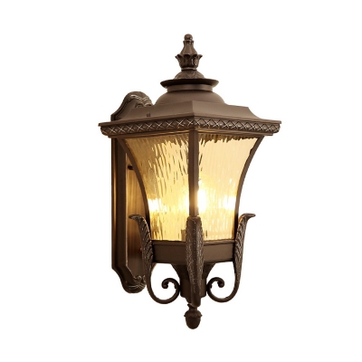 Acrylic Black Sconce Lighting Lantern 1 Light Rustic Wall Mounted Lamp for Outdoor Corner