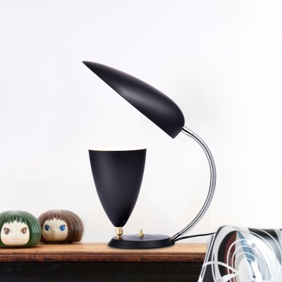 Adjustable Modernist Flare Desk Lighting Metal 1 Light Living Room Read Book Light in Black/White/Grey