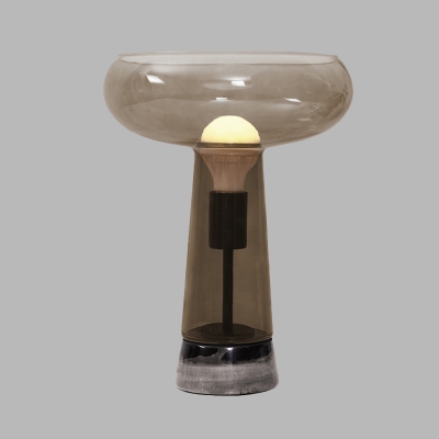 Coffee Glass Bowl Shaped Night Table Light Modernism 1 Light Nightstand Lighting for Living Room