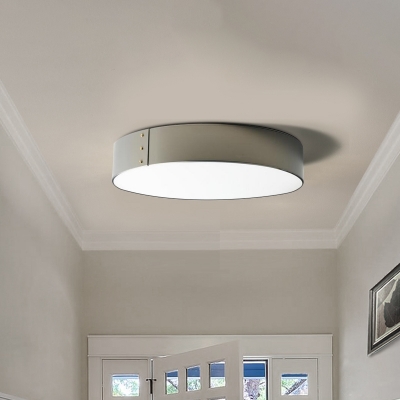 Grey Drum Shaped Flushmount Lighting Minimalism Acrylic LED Flush Mount Lamp for Corridor in Warm/White Light, 12
