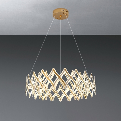 Grid Acrylic Hanging Light Kit Contemporary Chrome/Gold Finish LED Chandelier Pendant Lamp in Warm/White Light, 23.5