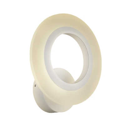 LED Corner Wall Light Sconce Simple White Wall Mount with Hoop Acrylic Shade in Warm/White Light