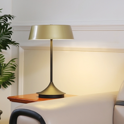 Light Brown Cone Nightstand Lamp Modern 1 Light Metal Night Table Lighting for Bedroom