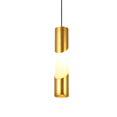 Metal Tubular Hanging Lighting Minimalist LED Gold Pendant Lamp in Warm/White Light for Restaurant