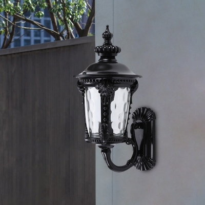 Urn Water Glass Sconce Lighting Lodges 1 Head Outdoor Wall Mount Lamp Fixture in Black