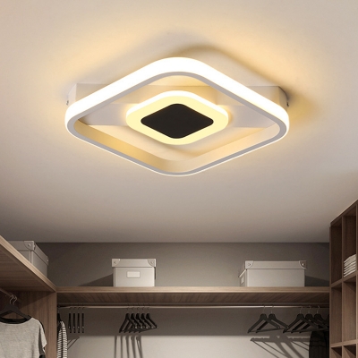 Acrylic Squared Flushmount Lighting Modern LED White Close to Ceiling Lamp for Cloakroom in White/Warm Light