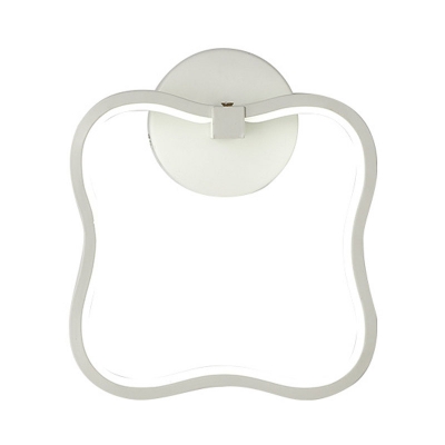 Curved Square Acrylic Sconce Lighting Simple LED White Wall Mounted Fixture in White/Warm Light