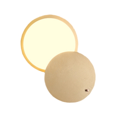 Gold Finish Circular Flush Wall Sconce Modern Metallic LED Rotatable Wall Mounted Light